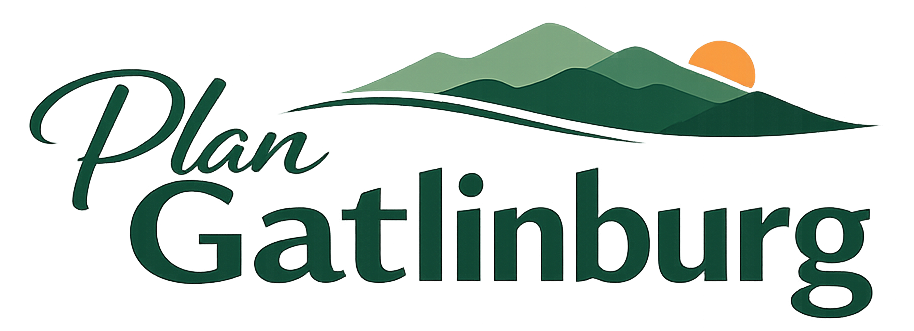 Plan Gatlinburg logo with Smoky Mountains design