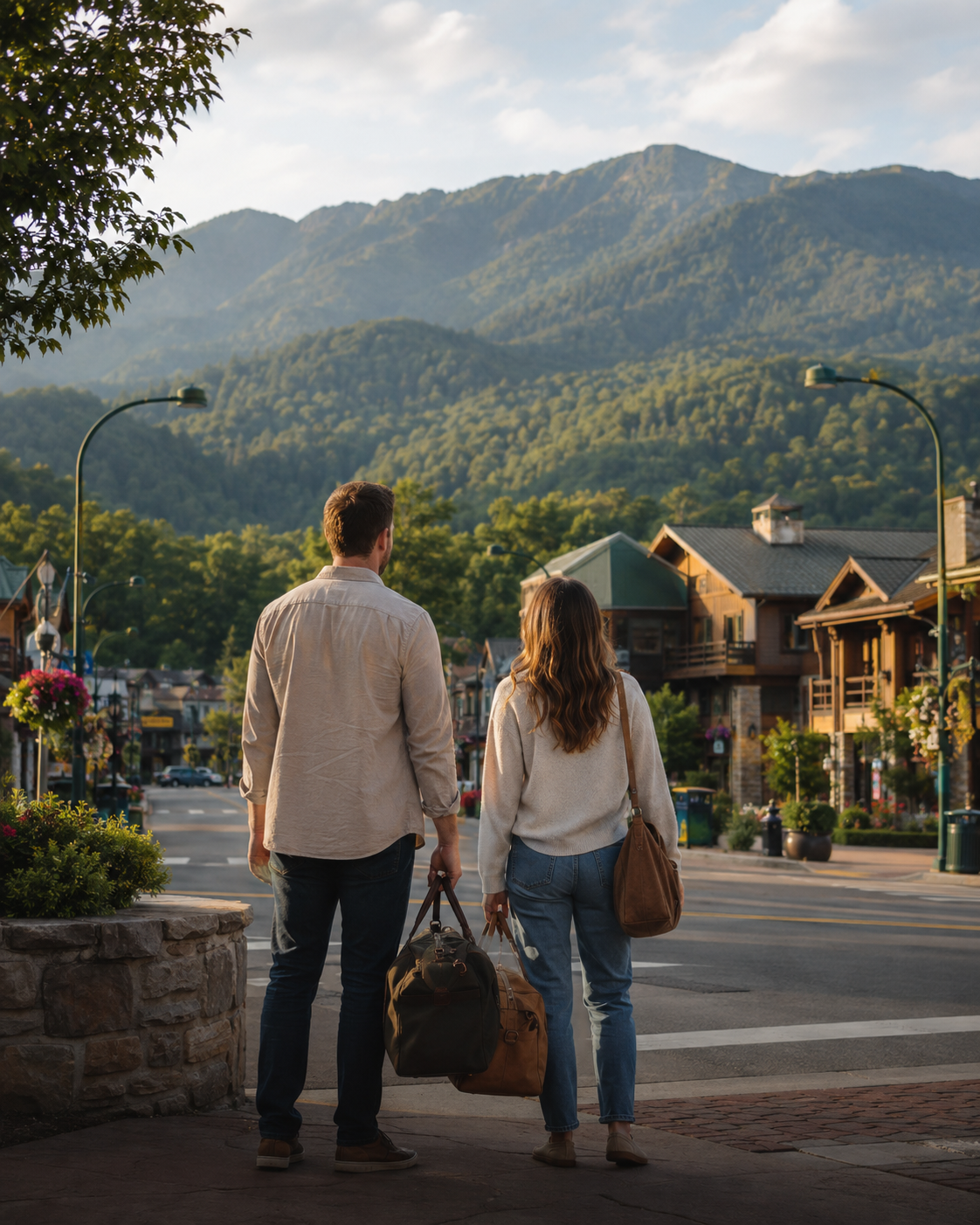 Visitors arriving for a weekend in downtown Gatlinburg