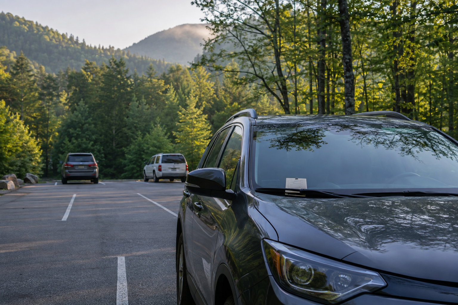 Great Smoky Mountains National Park parking tag displayed in a vehicle